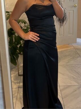 Birdy Grey Black Strapless Satin Dress